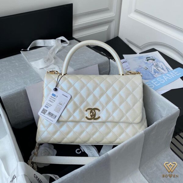 Chanel 2.55 Caviar Medium Classic Double Flap Bag White