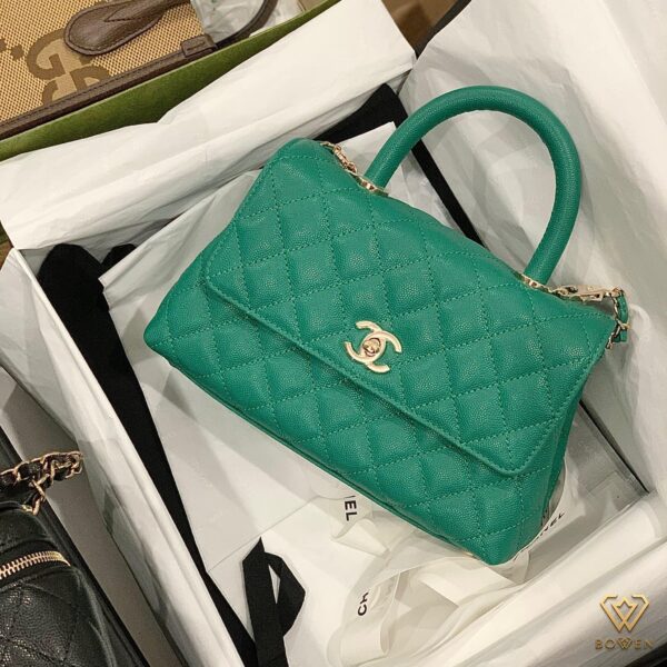 Chanel 2.55 Caviar Medium Classic Double Flap Bag Green