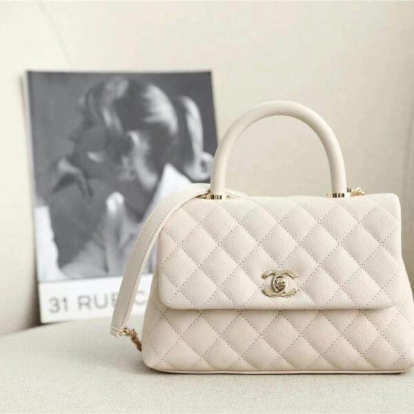 Chanel 2.55 Caviar Medium Classic Double Flap Bag White