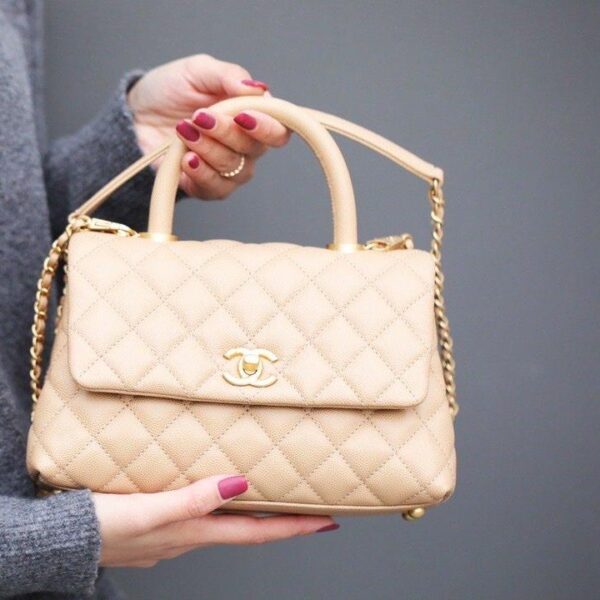 Chanel 2.55 Caviar Medium Classic Double Flap Bag Yellow