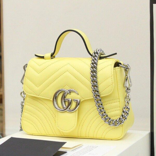 Gucci Marmont Mini Top Handle Bag Yellow