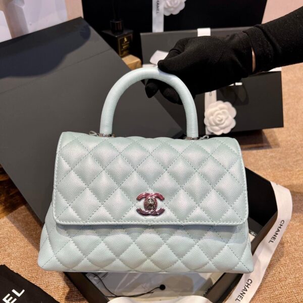 Chanel 2.55 Caviar Medium Classic Double Flap Bag Light Green