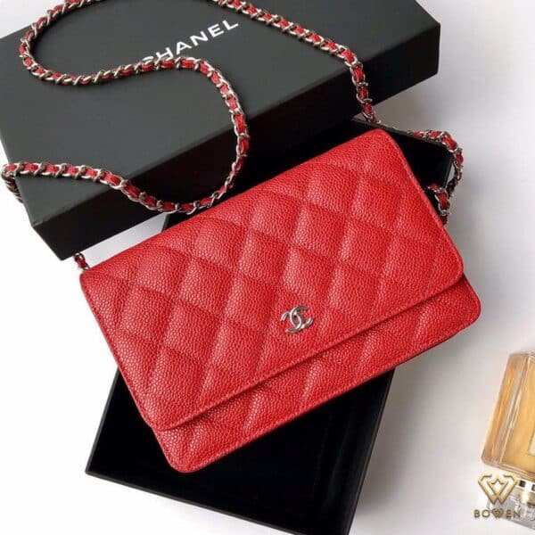 Chanel woc wallet of chain woman flap bag caviar original leather red