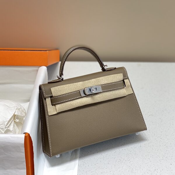 HERMES MINI KELLY DEEP BROWN