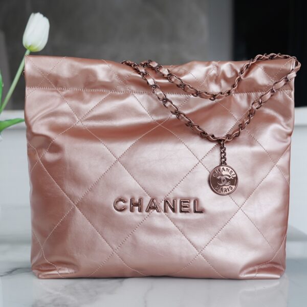 Chanel 22 Rose Gold Calfskin Gold Tone